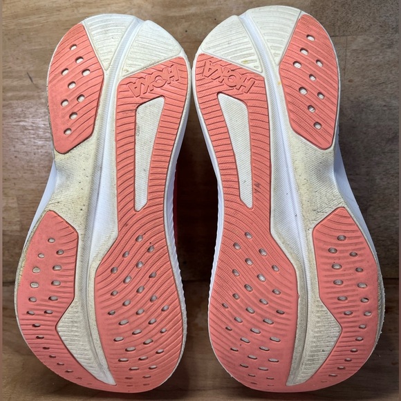 Hoka One One Mach 6 LA Womens Size 7.5 Running Shoes Sneakers Guava White - Picture 10 of 14